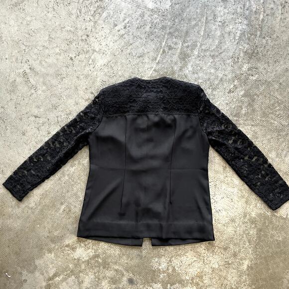 Victoria Morgan Vintage Black Lace Blouse 8 Mob Wife Whimsigoth Evening Top - Picture 5 of 9